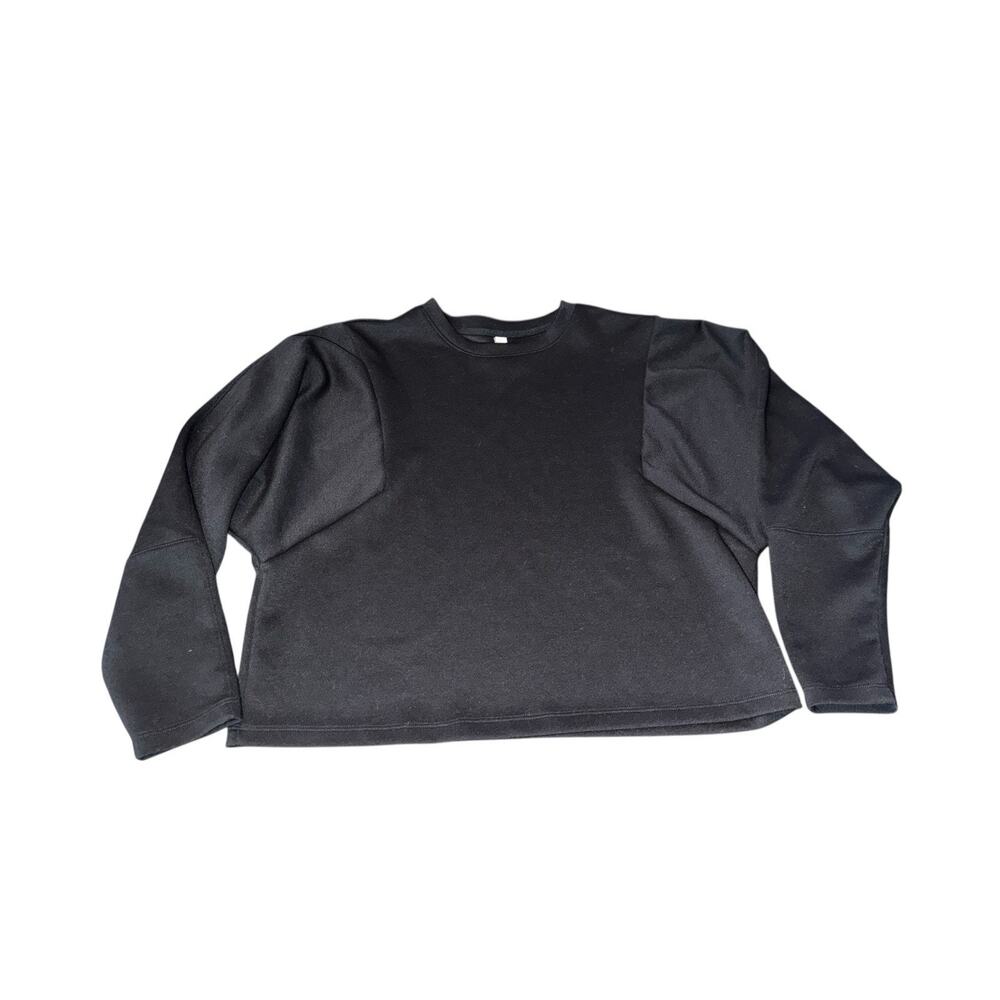 Stylus Black Pullover Top Womens L Crew Neck Stretch Long Sleeve Minimalist